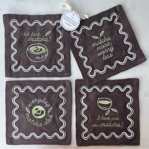 Anthropologie matcha lover’s cocktail napkins in light brown chocolate mousse